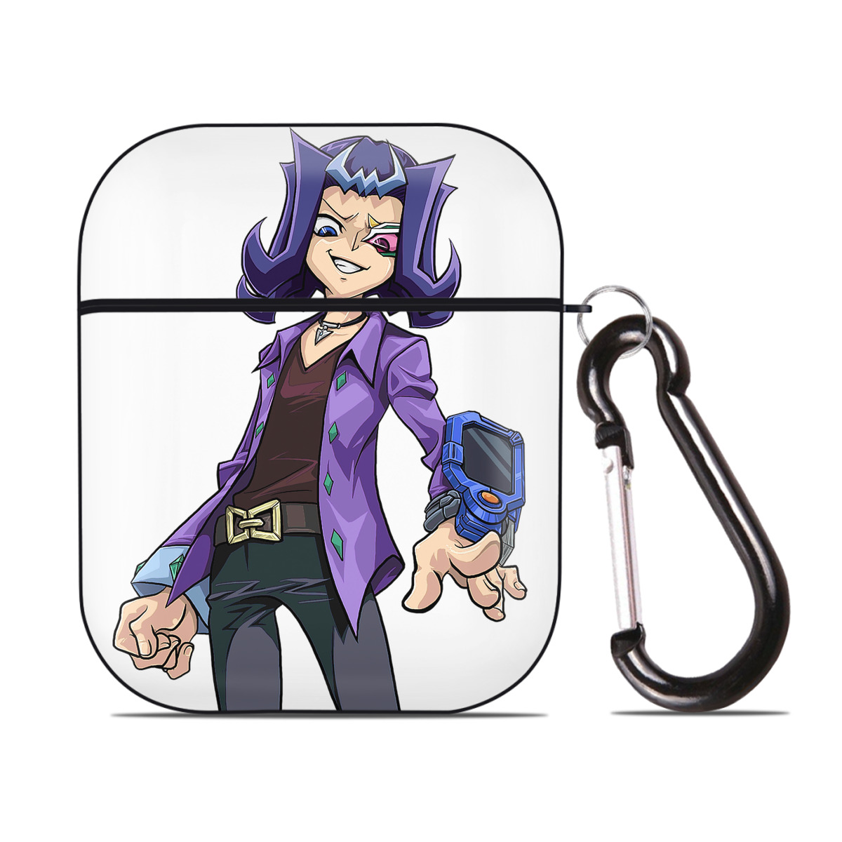 （画像用） 遊☆戯☆王 Yu-Gi-Oh! AirPods 第2世代保護ケース ハードシェル ブラック 耐衝撃・防指紋・カラビナ付き