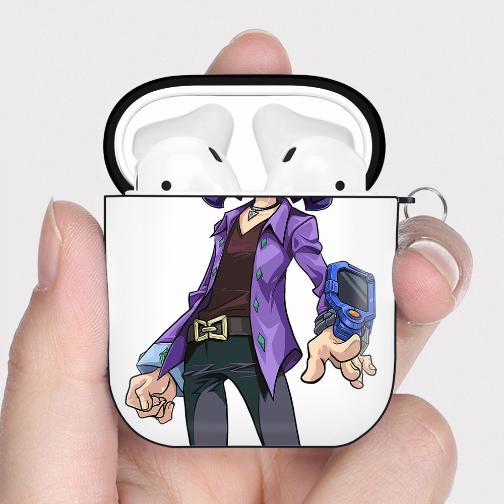 （画像用） 遊☆戯☆王 Yu-Gi-Oh! AirPods 第2世代保護ケース ハードシェル ブラック 耐衝撃・防指紋・カラビナ付き