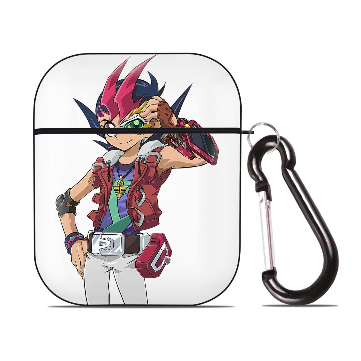 （画像用） 遊☆戯☆王 Yu-Gi-Oh! AirPods 第2世代保護ケース ハードシェル ブラック 耐衝撃・防指紋・カラビナ付き