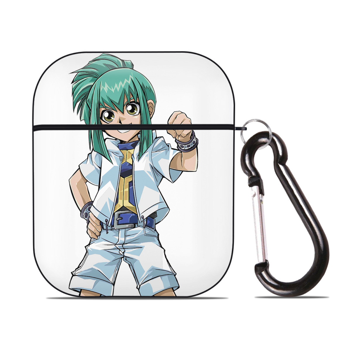 （画像用） 遊☆戯☆王 Yu-Gi-Oh! AirPods 第2世代保護ケース ハードシェル ブラック 耐衝撃・防指紋・カラビナ付き