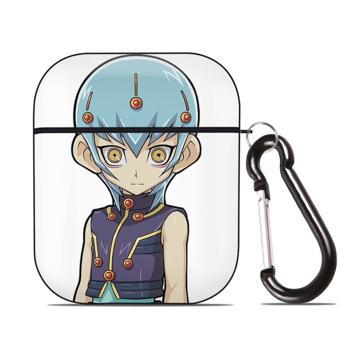 （画像用） 遊☆戯☆王 Yu-Gi-Oh! AirPods 第2世代保護ケース ハードシェル ブラック 耐衝撃・防指紋・カラビナ付き