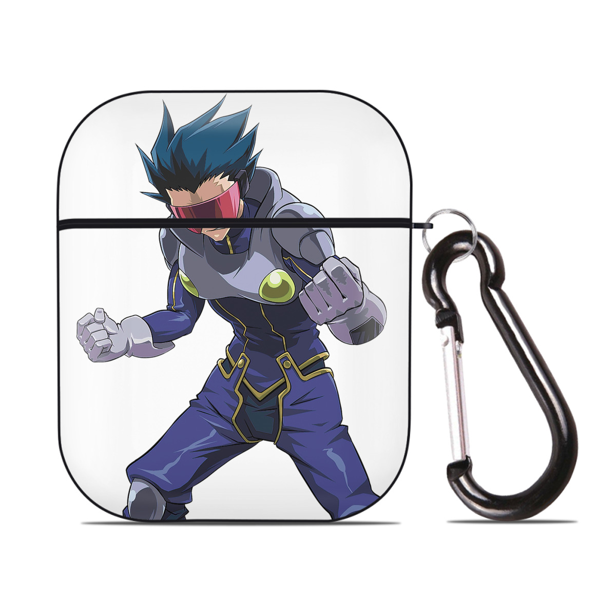 （画像用） 遊☆戯☆王 Yu-Gi-Oh! AirPods 第2世代保護ケース ハードシェル ブラック 耐衝撃・防指紋・カラビナ付き