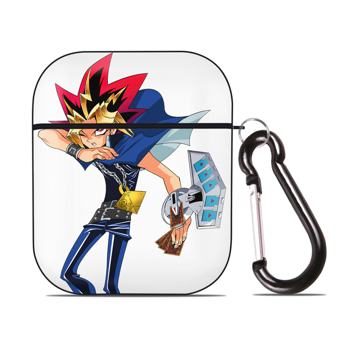 （画像用） 遊☆戯☆王 Yu-Gi-Oh! AirPods 第2世代保護ケース ハードシェル ブラック 耐衝撃・防指紋・カラビナ付き