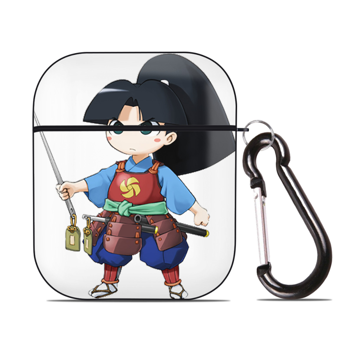 （画像用） 遊☆戯☆王 Yu-Gi-Oh! AirPods 第2世代保護ケース ハードシェル ブラック 耐衝撃・防指紋・カラビナ付き