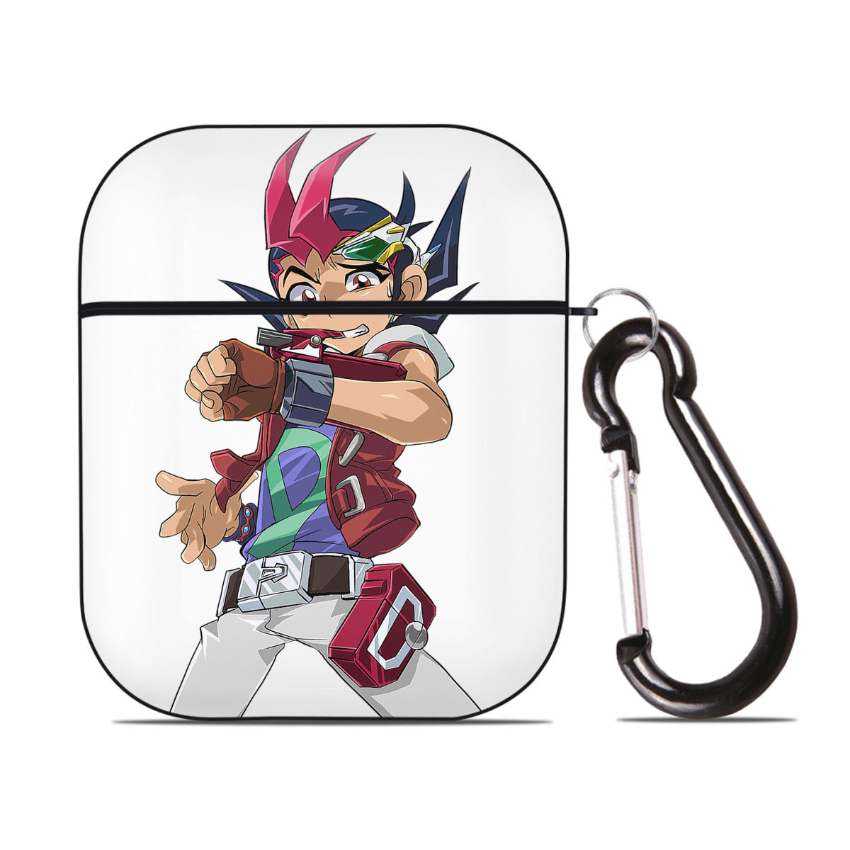 （画像用） 遊☆戯☆王 Yu-Gi-Oh! AirPods 第2世代保護ケース ハードシェル ブラック 耐衝撃・防指紋・カラビナ付き