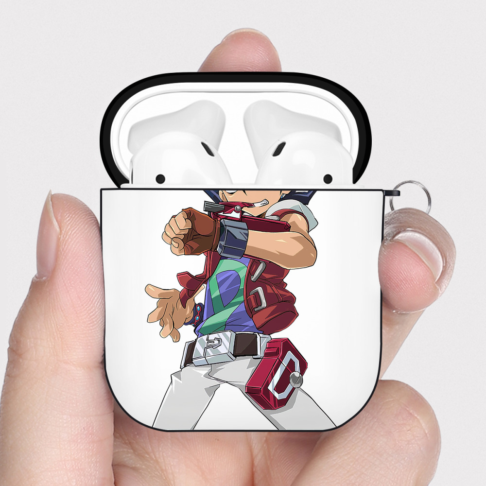 （画像用） 遊☆戯☆王 Yu-Gi-Oh! AirPods 第2世代保護ケース ハードシェル ブラック 耐衝撃・防指紋・カラビナ付き