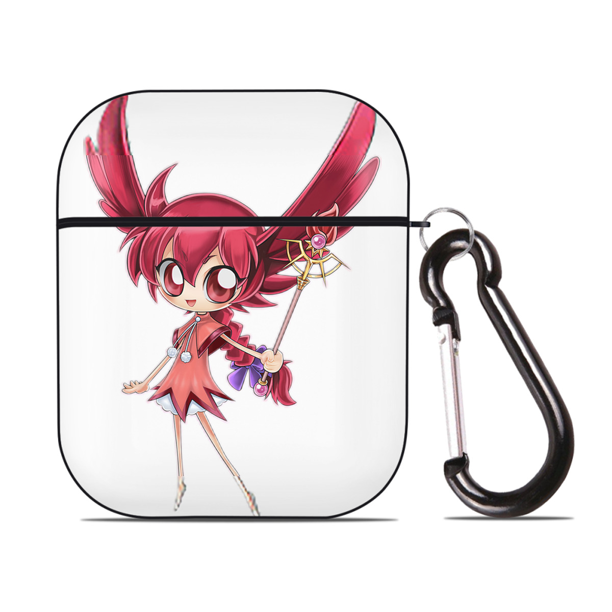 （画像用） 遊☆戯☆王 Yu-Gi-Oh! AirPods 第2世代保護ケース ハードシェル ブラック 耐衝撃・防指紋・カラビナ付き