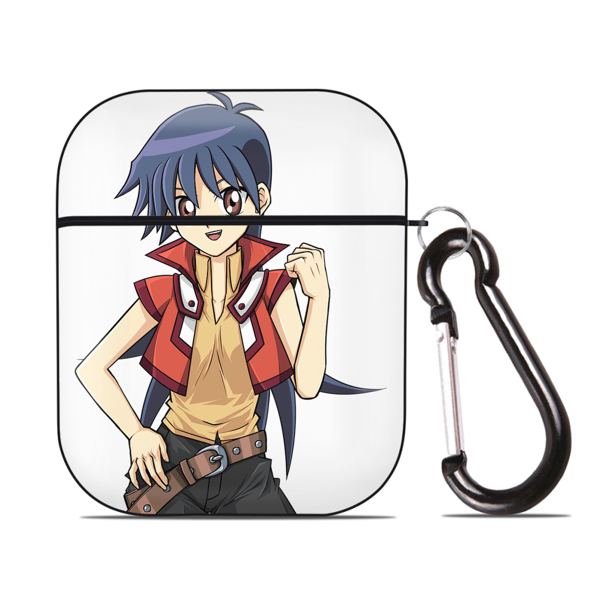 （画像用） 遊☆戯☆王 Yu-Gi-Oh! AirPods 第2世代保護ケース ハードシェル ブラック 耐衝撃・防指紋・カラビナ付き