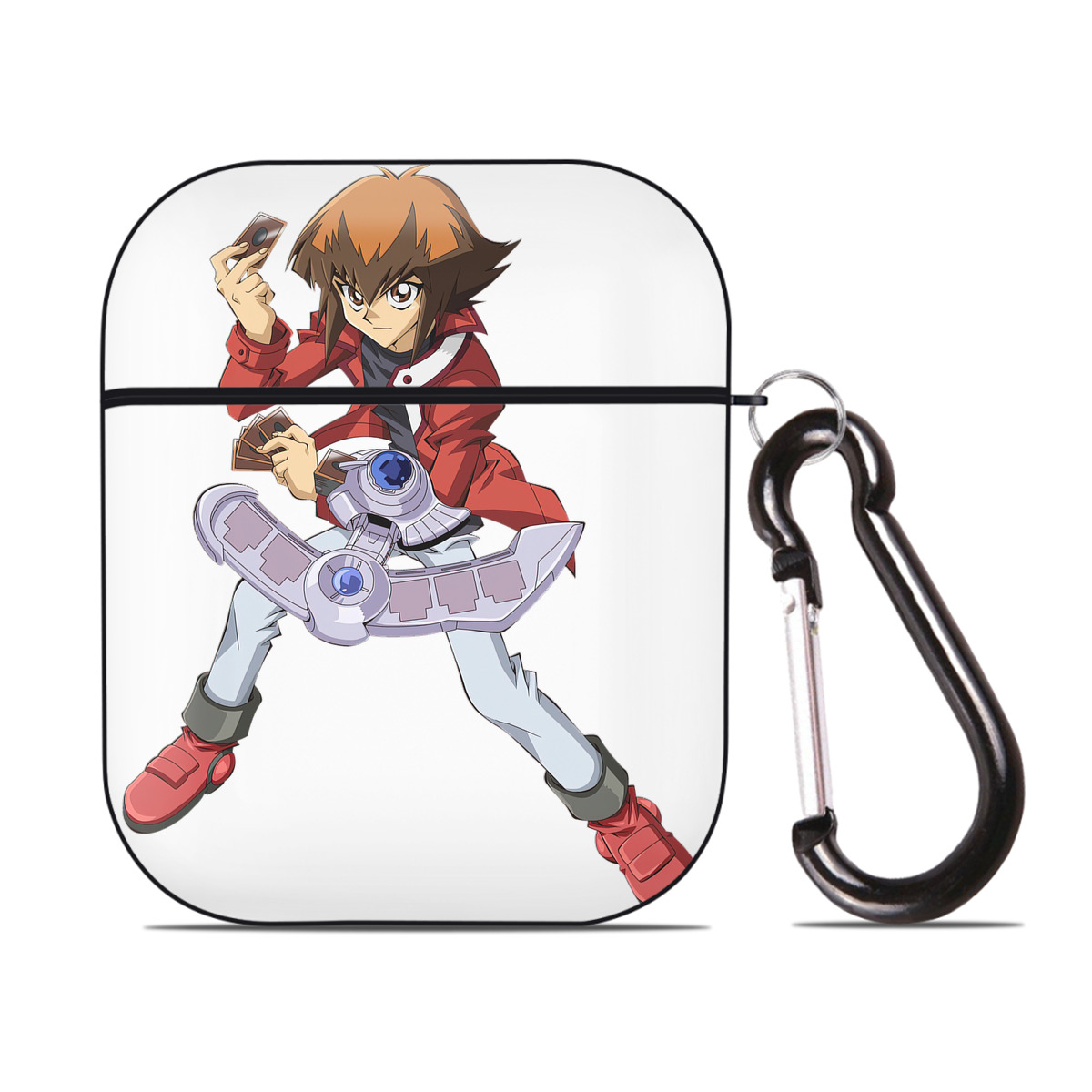（画像用） 遊☆戯☆王 Yu-Gi-Oh! AirPods 第2世代保護ケース ハードシェル ブラック 耐衝撃・防指紋・カラビナ付き