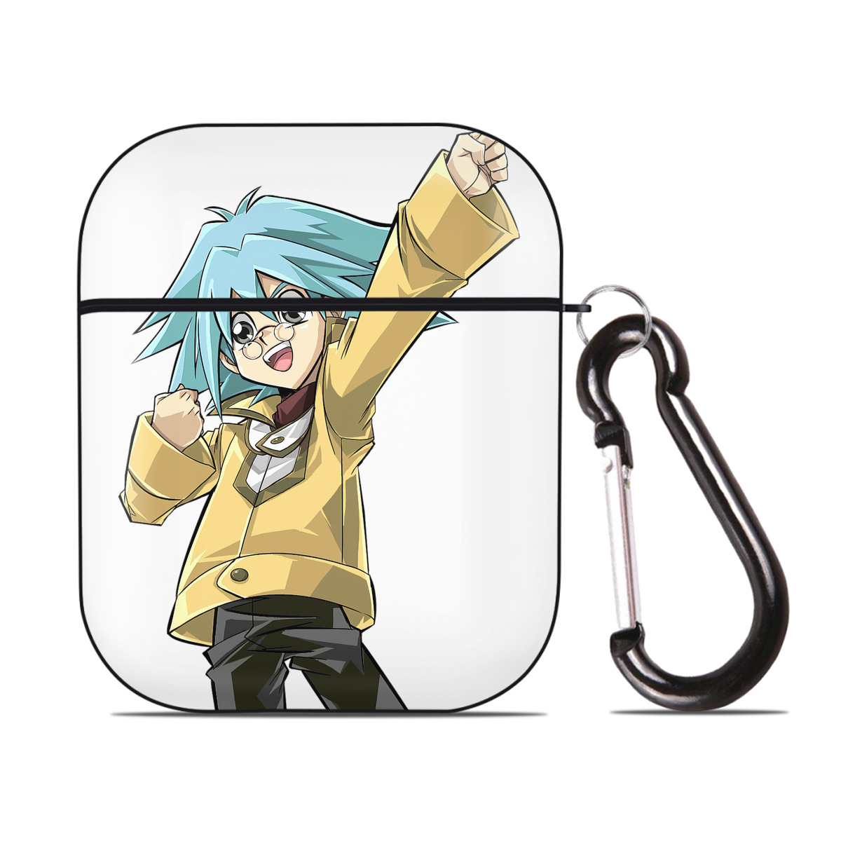 （画像用） 遊☆戯☆王 Yu-Gi-Oh! AirPods 第2世代保護ケース ハードシェル ブラック 耐衝撃・防指紋・カラビナ付き