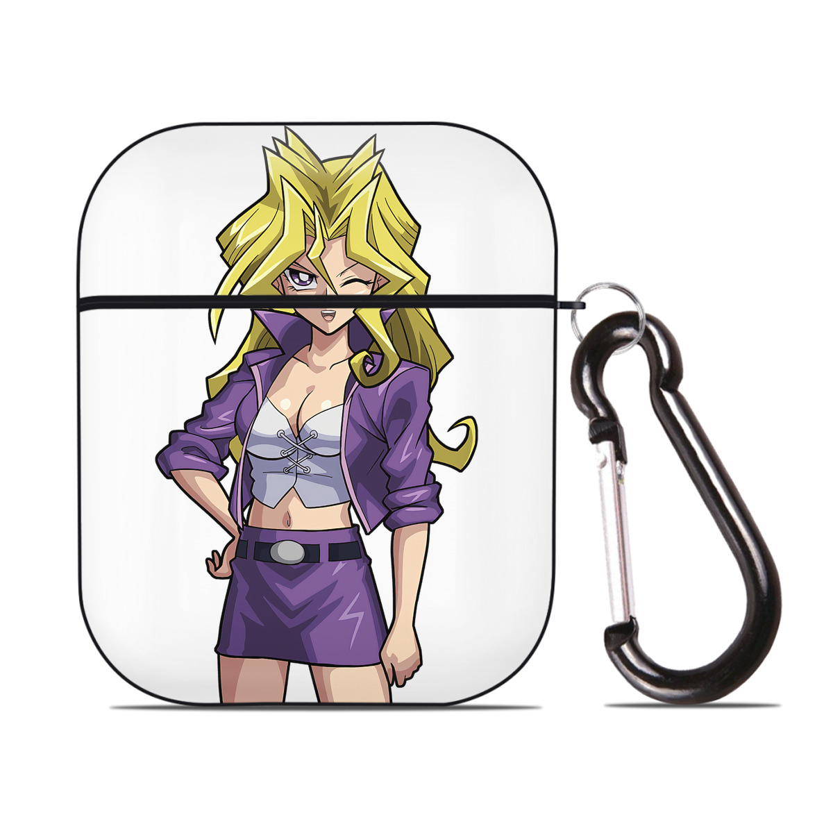 （画像用） 遊☆戯☆王 Yu-Gi-Oh! AirPods 第2世代保護ケース ハードシェル ブラック 耐衝撃・防指紋・カラビナ付き