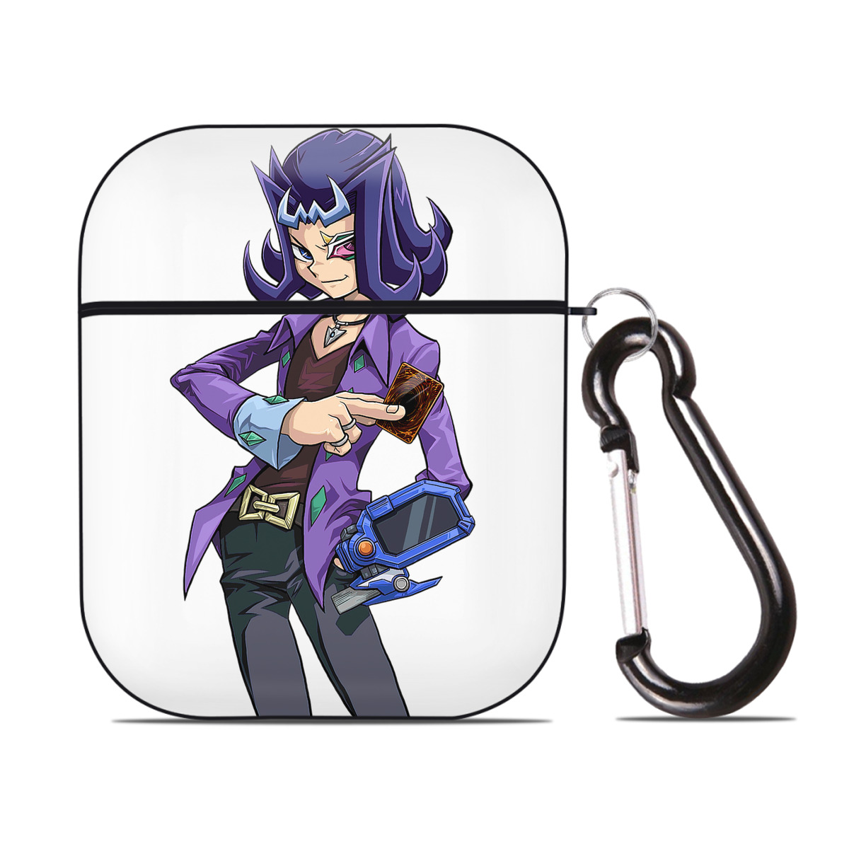 （画像用） 遊☆戯☆王 Yu-Gi-Oh! AirPods 第2世代保護ケース ハードシェル ブラック 耐衝撃・防指紋・カラビナ付き