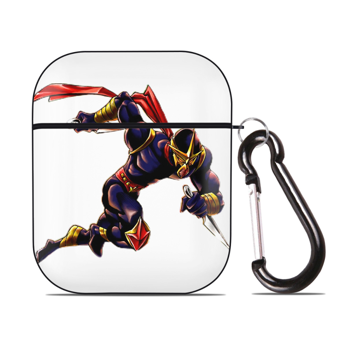 （画像用） 遊☆戯☆王 Yu-Gi-Oh! AirPods 第2世代保護ケース ハードシェル ブラック 耐衝撃・防指紋・カラビナ付き