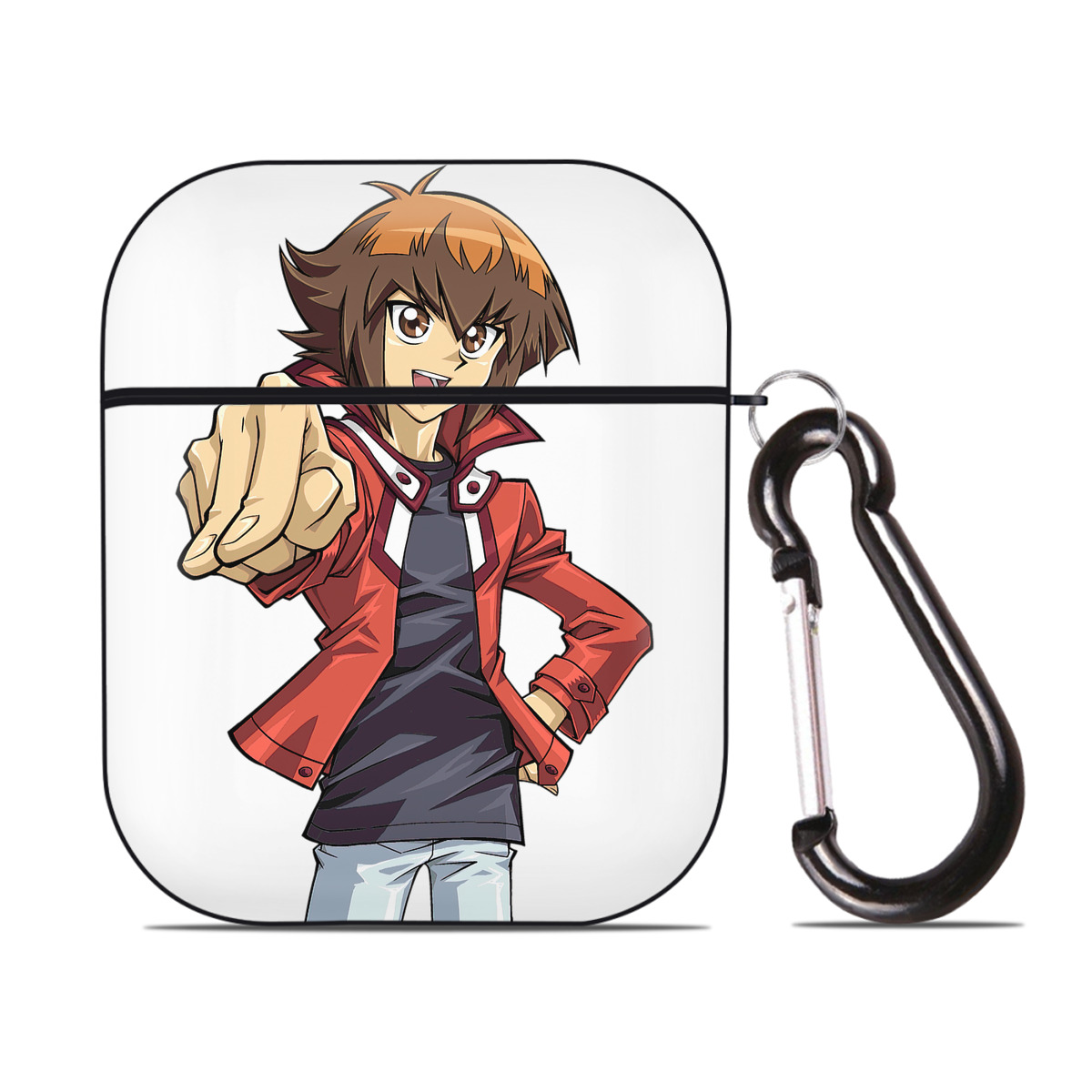 （画像用） 遊☆戯☆王 Yu-Gi-Oh! AirPods 第2世代保護ケース ハードシェル ブラック 耐衝撃・防指紋・カラビナ付き