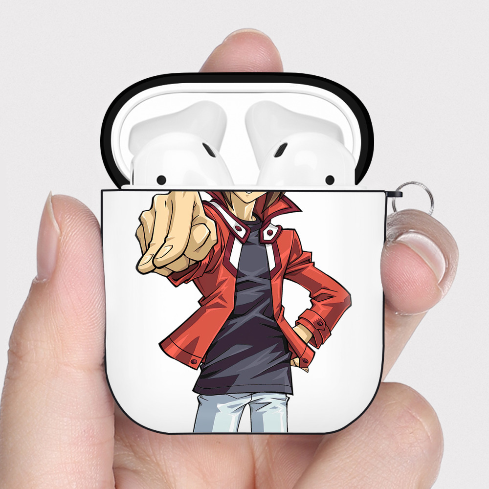 （画像用） 遊☆戯☆王 Yu-Gi-Oh! AirPods 第2世代保護ケース ハードシェル ブラック 耐衝撃・防指紋・カラビナ付き