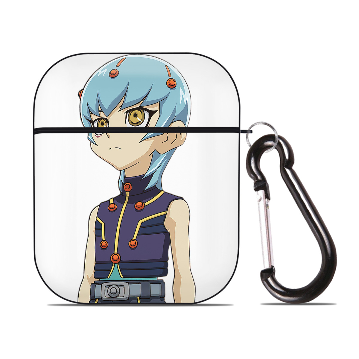 （画像用） 遊☆戯☆王 Yu-Gi-Oh! AirPods 第2世代保護ケース ハードシェル ブラック 耐衝撃・防指紋・カラビナ付き