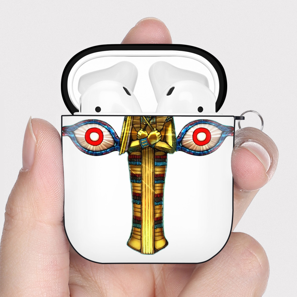 （画像用） 遊☆戯☆王 Yu-Gi-Oh! AirPods 第2世代保護ケース ハードシェル ブラック 耐衝撃・防指紋・カラビナ付き
