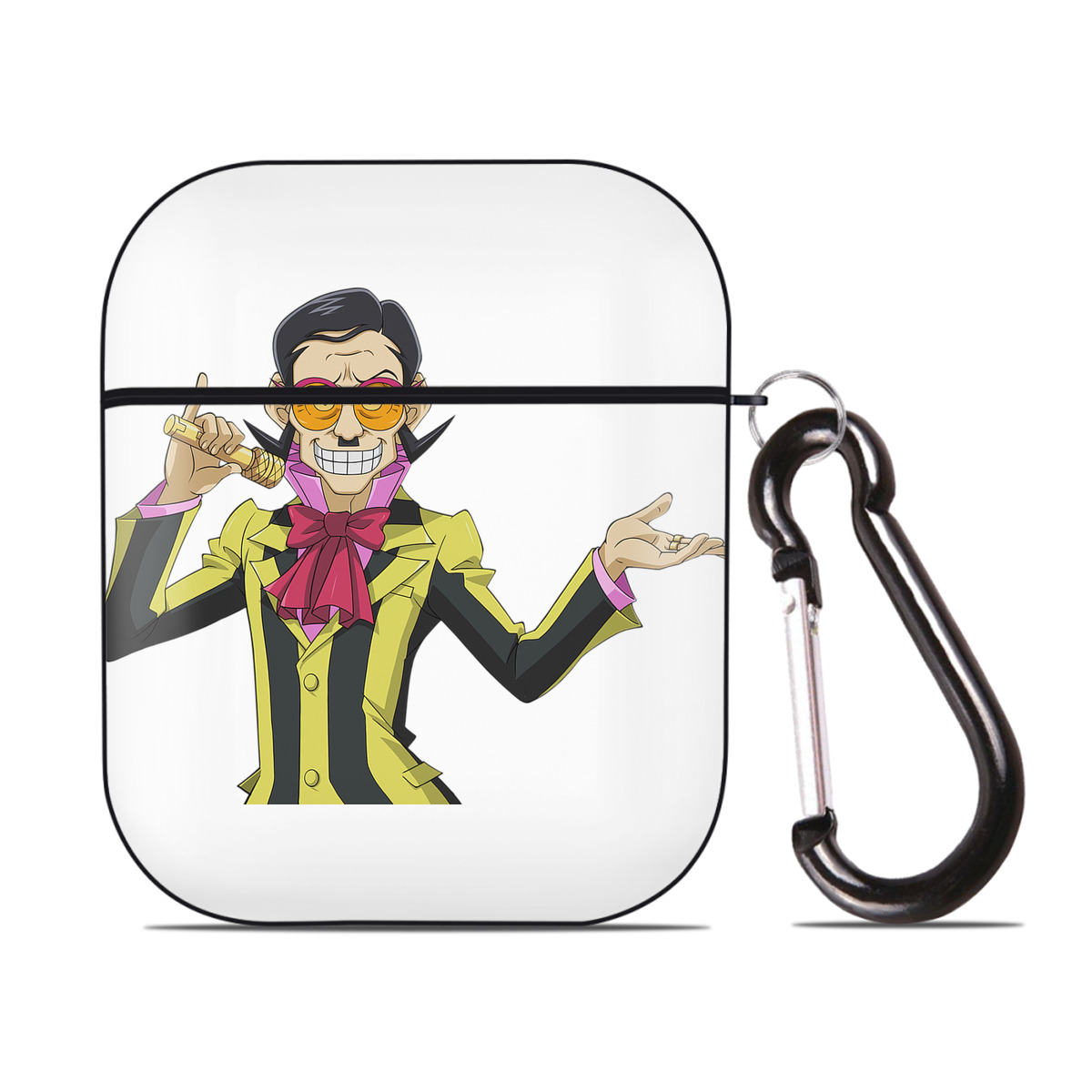 （画像用） 遊☆戯☆王 Yu-Gi-Oh! AirPods 第2世代保護ケース ハードシェル ブラック 耐衝撃・防指紋・カラビナ付き