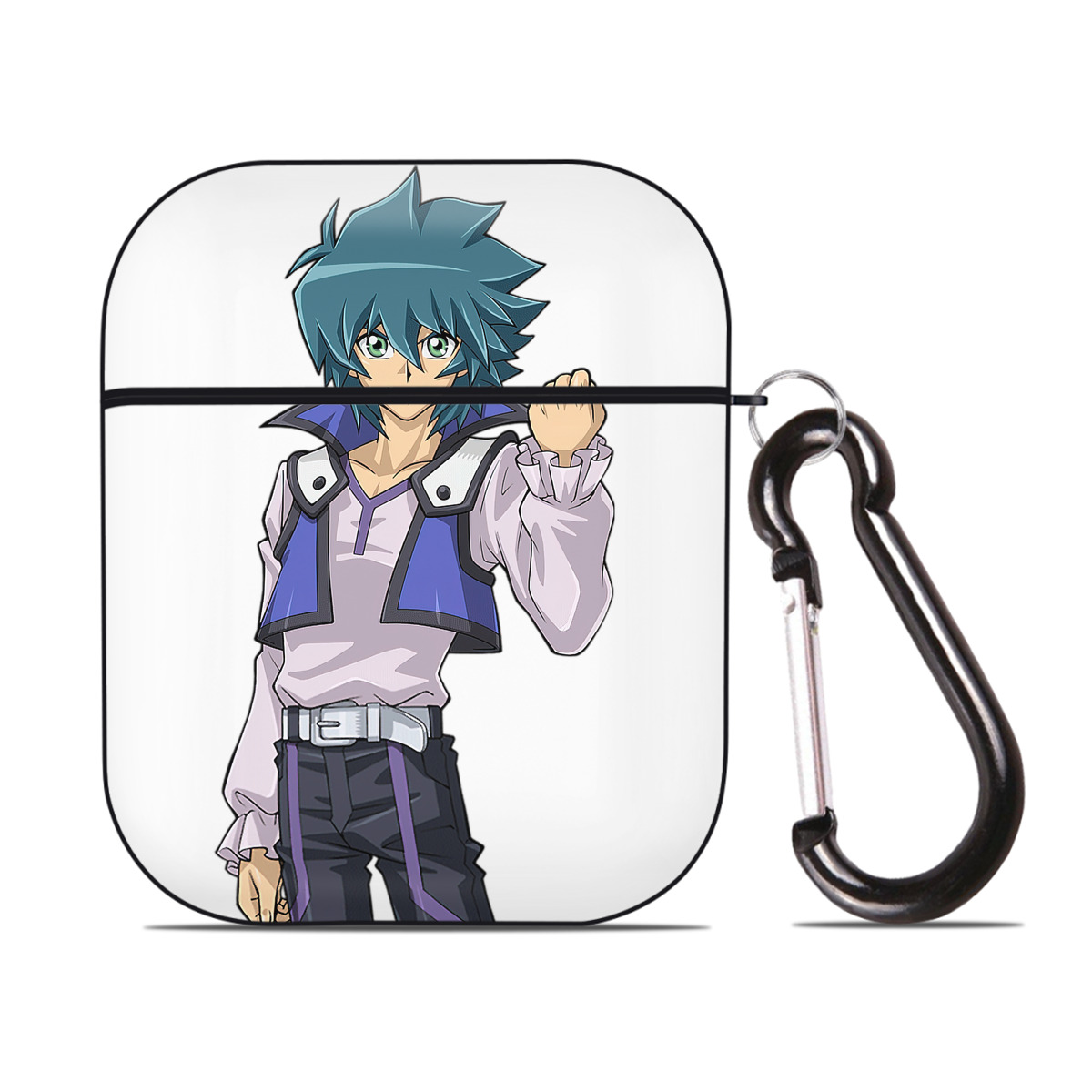 （画像用） 遊☆戯☆王 Yu-Gi-Oh! AirPods 第2世代保護ケース ハードシェル ブラック 耐衝撃・防指紋・カラビナ付き