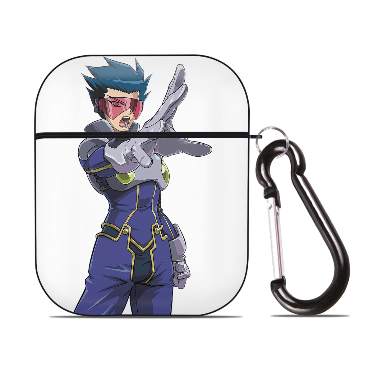 （画像用） 遊☆戯☆王 Yu-Gi-Oh! AirPods 第2世代保護ケース ハードシェル ブラック 耐衝撃・防指紋・カラビナ付き