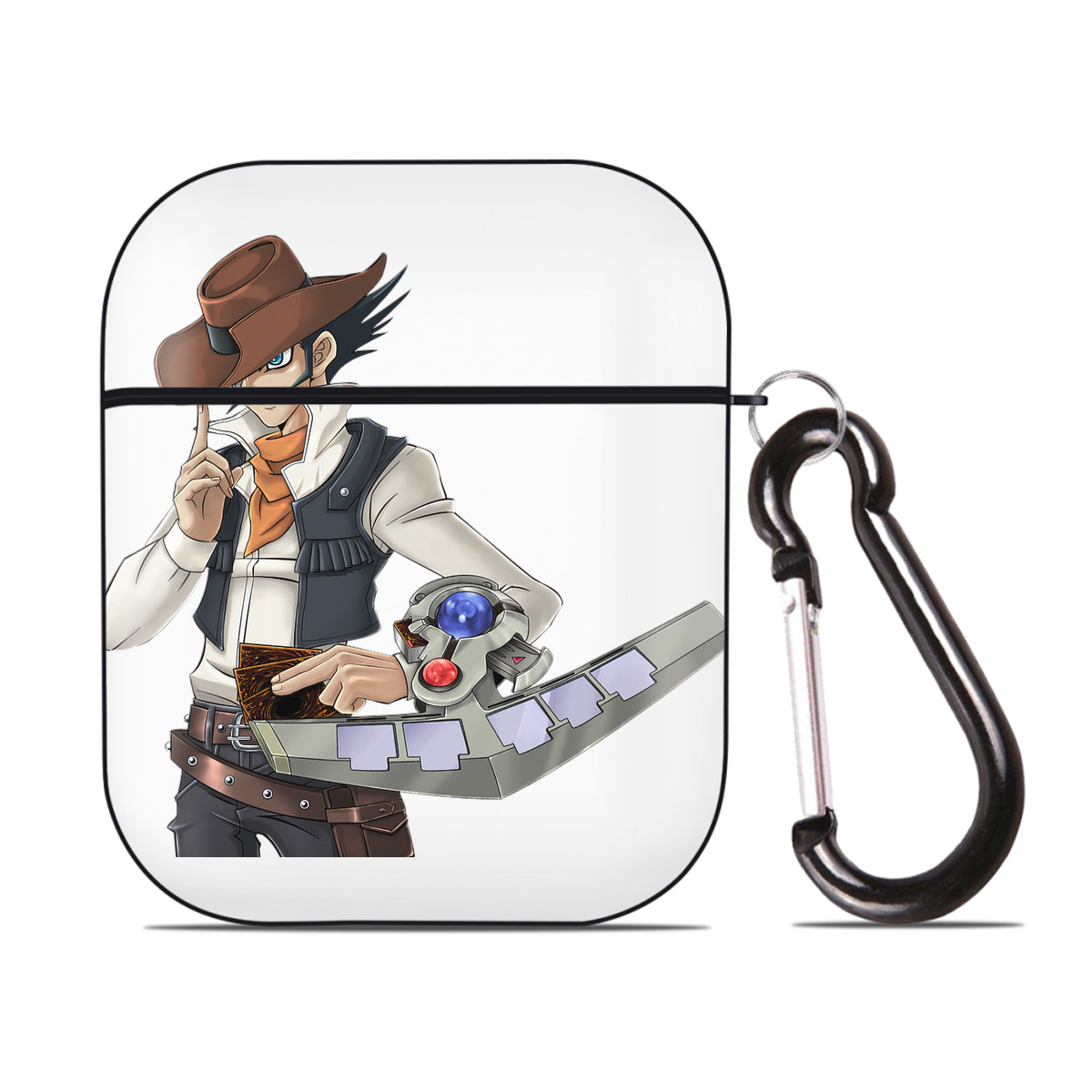 （画像用） 遊☆戯☆王 Yu-Gi-Oh! AirPods 第2世代保護ケース ハードシェル ブラック 耐衝撃・防指紋・カラビナ付き
