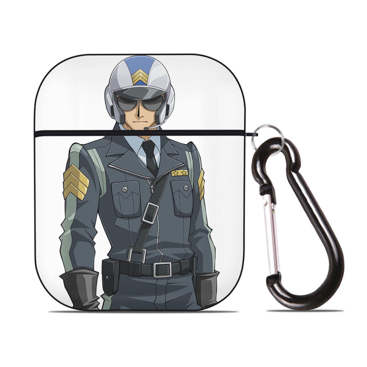 （画像用） 遊☆戯☆王 Yu-Gi-Oh! AirPods 第2世代保護ケース ハードシェル ブラック 耐衝撃・防指紋・カラビナ付き