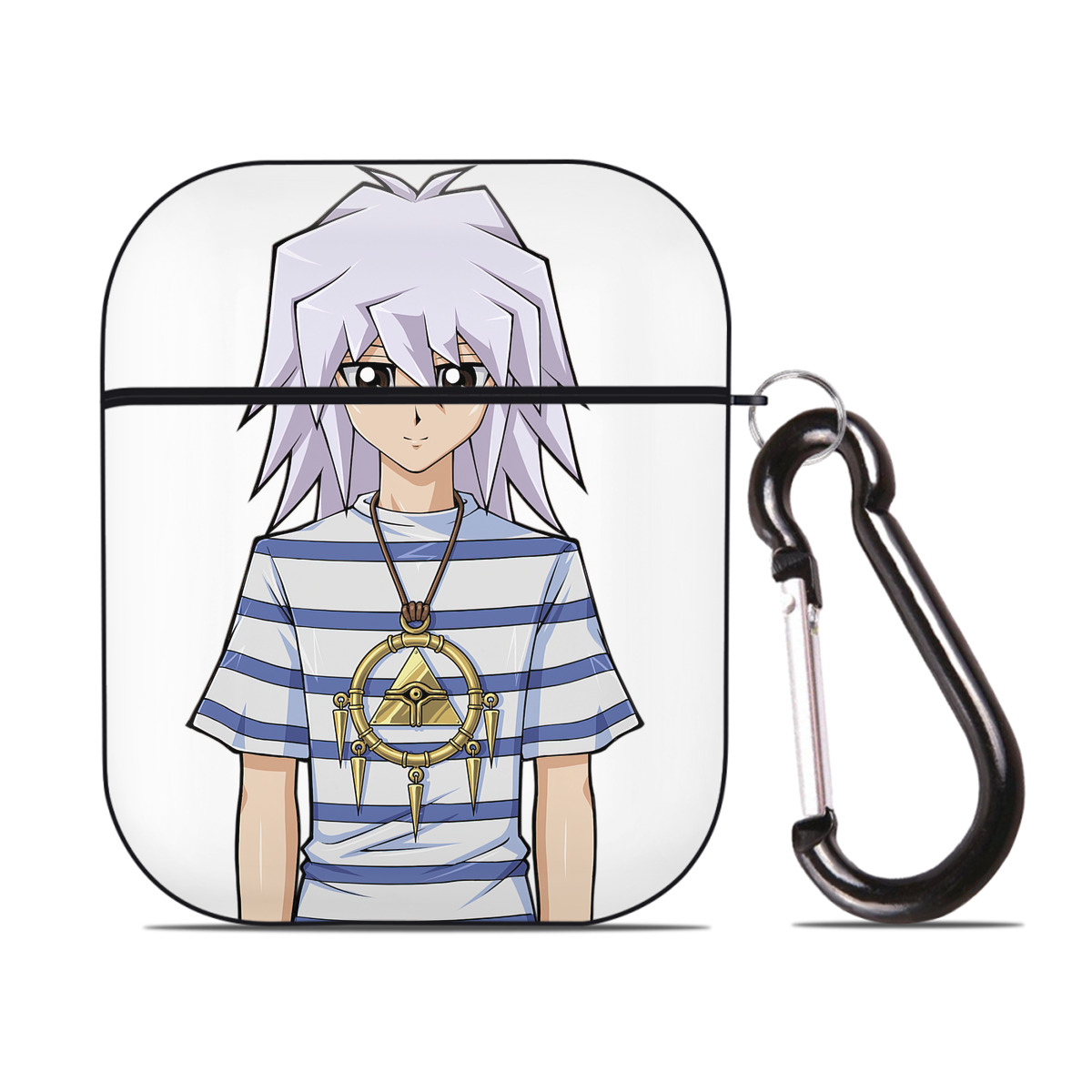 （画像用） 遊☆戯☆王 Yu-Gi-Oh! AirPods 第2世代保護ケース ハードシェル ブラック 耐衝撃・防指紋・カラビナ付き