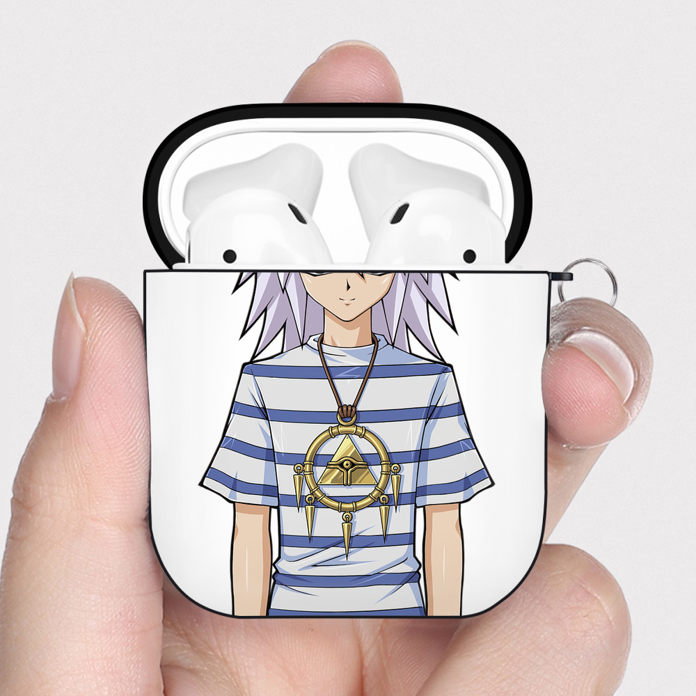 （画像用） 遊☆戯☆王 Yu-Gi-Oh! AirPods 第2世代保護ケース ハードシェル ブラック 耐衝撃・防指紋・カラビナ付き