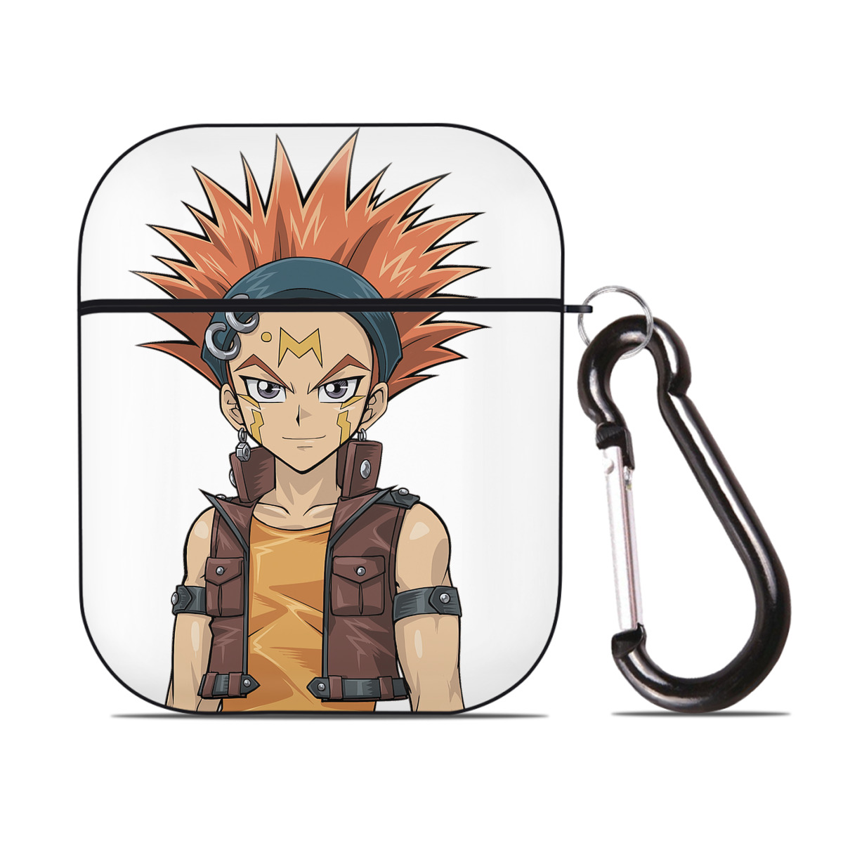（画像用） 遊☆戯☆王 Yu-Gi-Oh! AirPods 第2世代保護ケース ハードシェル ブラック 耐衝撃・防指紋・カラビナ付き