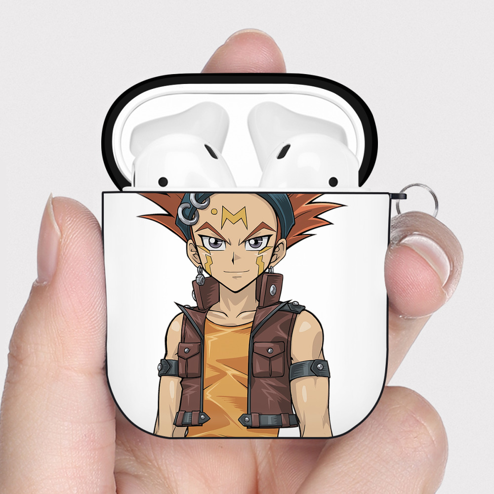 （画像用） 遊☆戯☆王 Yu-Gi-Oh! AirPods 第2世代保護ケース ハードシェル ブラック 耐衝撃・防指紋・カラビナ付き