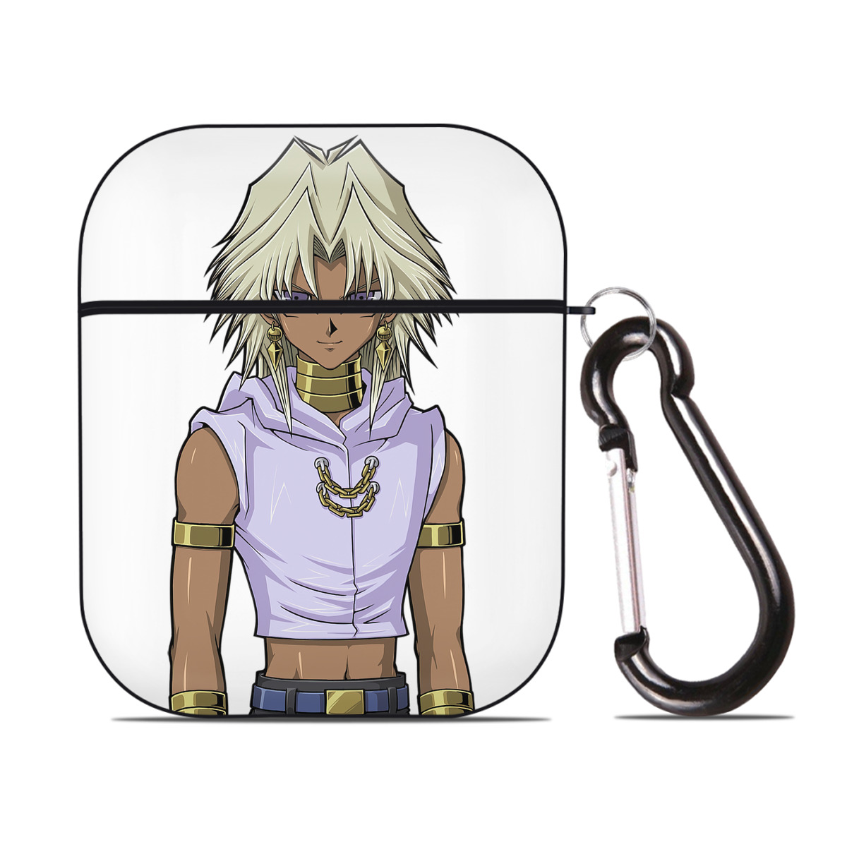 （画像用） 遊☆戯☆王 Yu-Gi-Oh! AirPods 第2世代保護ケース ハードシェル ブラック 耐衝撃・防指紋・カラビナ付き