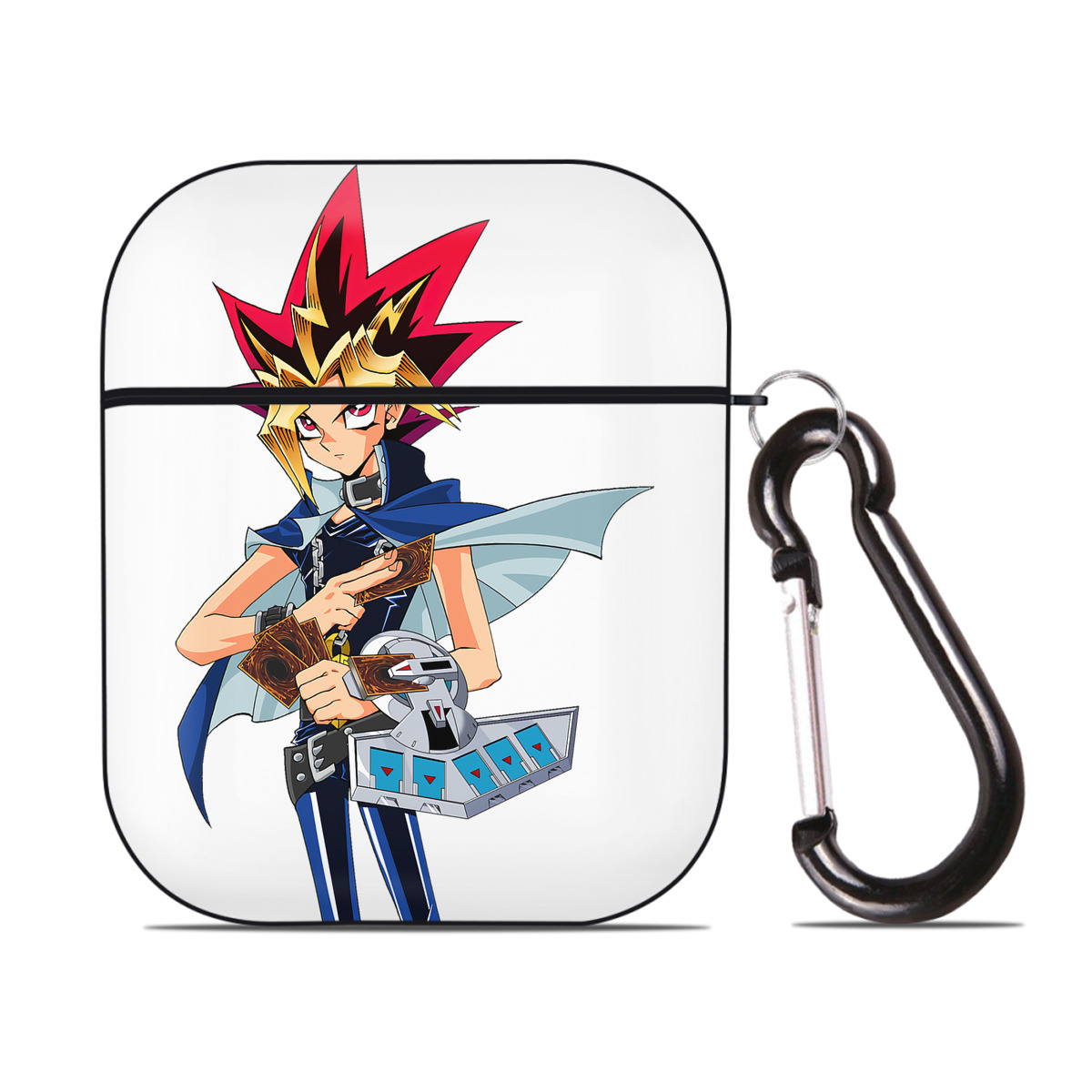 （画像用） 遊☆戯☆王 Yu-Gi-Oh! AirPods 第2世代保護ケース ハードシェル ブラック 耐衝撃・防指紋・カラビナ付き