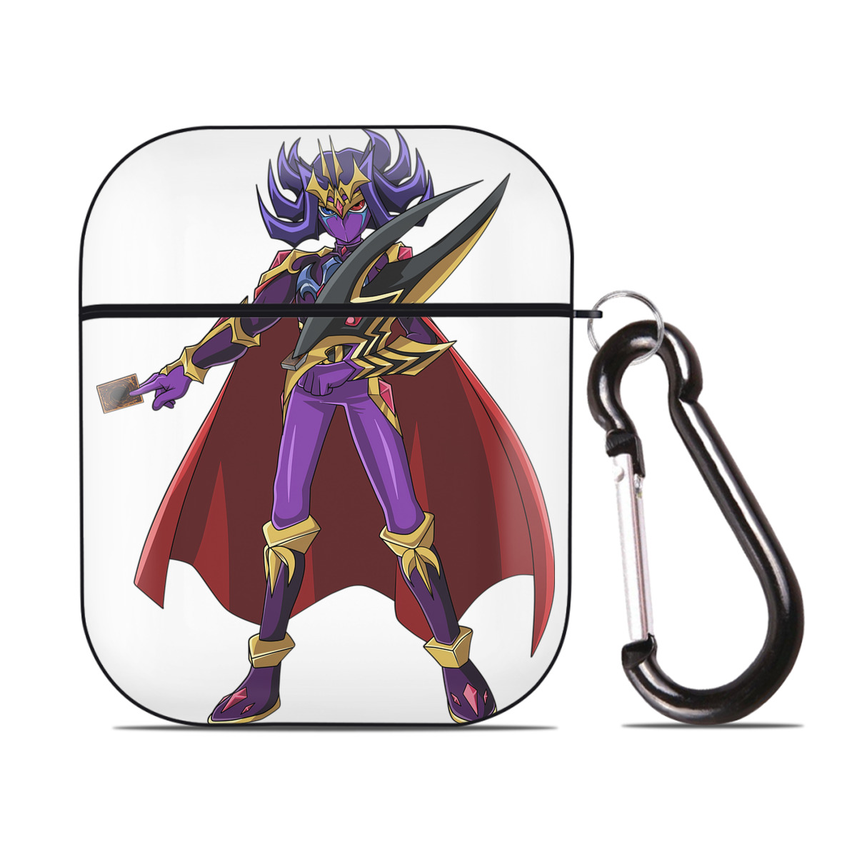 （画像用） 遊☆戯☆王 Yu-Gi-Oh! AirPods 第2世代保護ケース ハードシェル ブラック 耐衝撃・防指紋・カラビナ付き