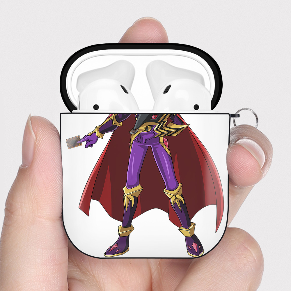 （画像用） 遊☆戯☆王 Yu-Gi-Oh! AirPods 第2世代保護ケース ハードシェル ブラック 耐衝撃・防指紋・カラビナ付き