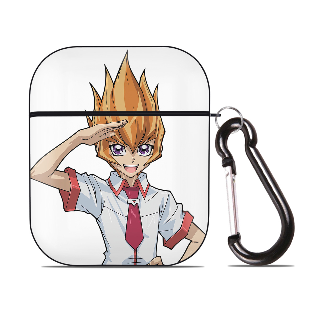 （画像用） 遊☆戯☆王 Yu-Gi-Oh! AirPods 第2世代保護ケース ハードシェル ブラック 耐衝撃・防指紋・カラビナ付き