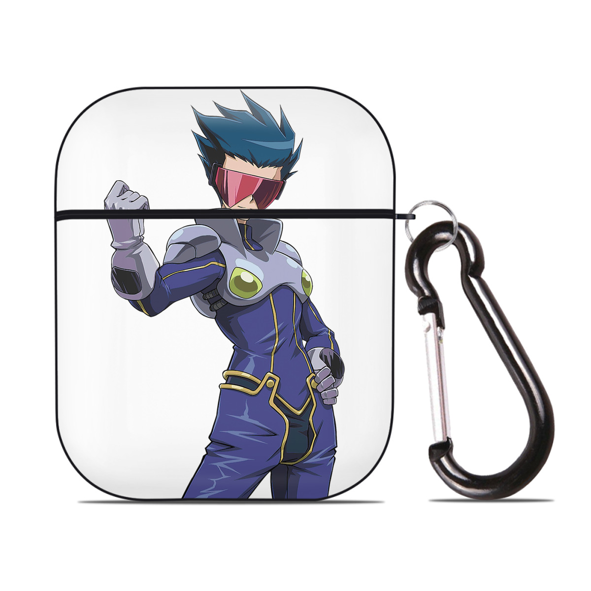 （画像用） 遊☆戯☆王 Yu-Gi-Oh! AirPods 第2世代保護ケース ハードシェル ブラック 耐衝撃・防指紋・カラビナ付き