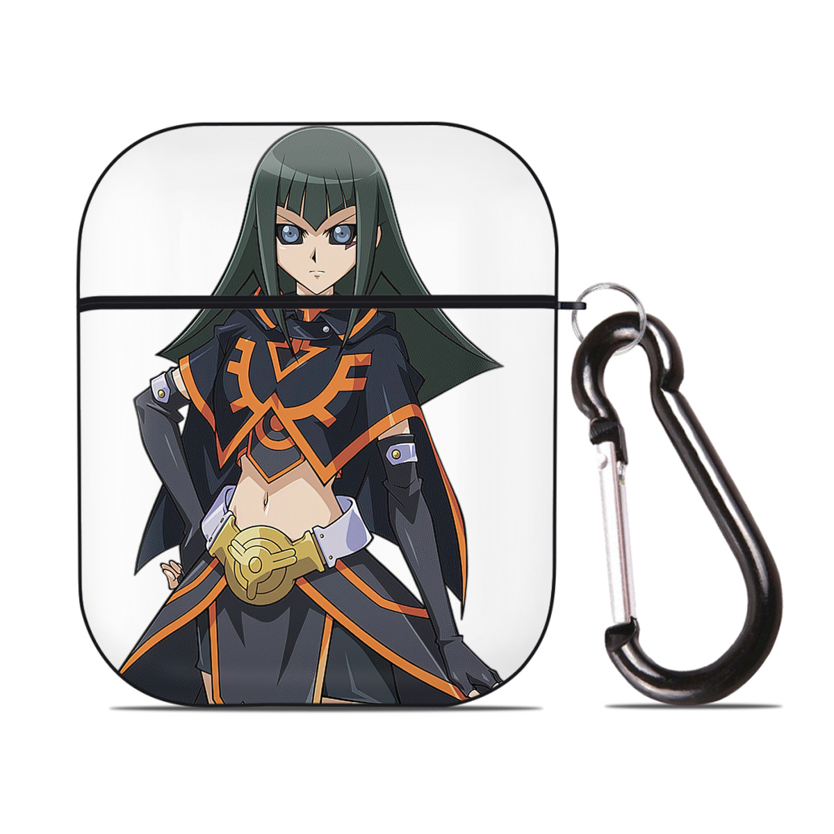 （画像用） 遊☆戯☆王 Yu-Gi-Oh! AirPods 第2世代保護ケース ハードシェル ブラック 耐衝撃・防指紋・カラビナ付き