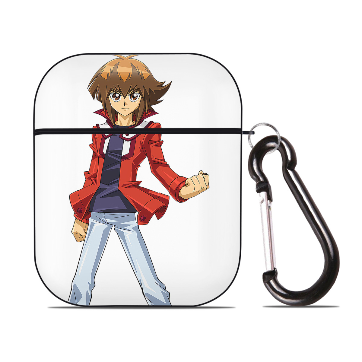 （画像用） 遊☆戯☆王 Yu-Gi-Oh! AirPods 第2世代保護ケース ハードシェル ブラック 耐衝撃・防指紋・カラビナ付き