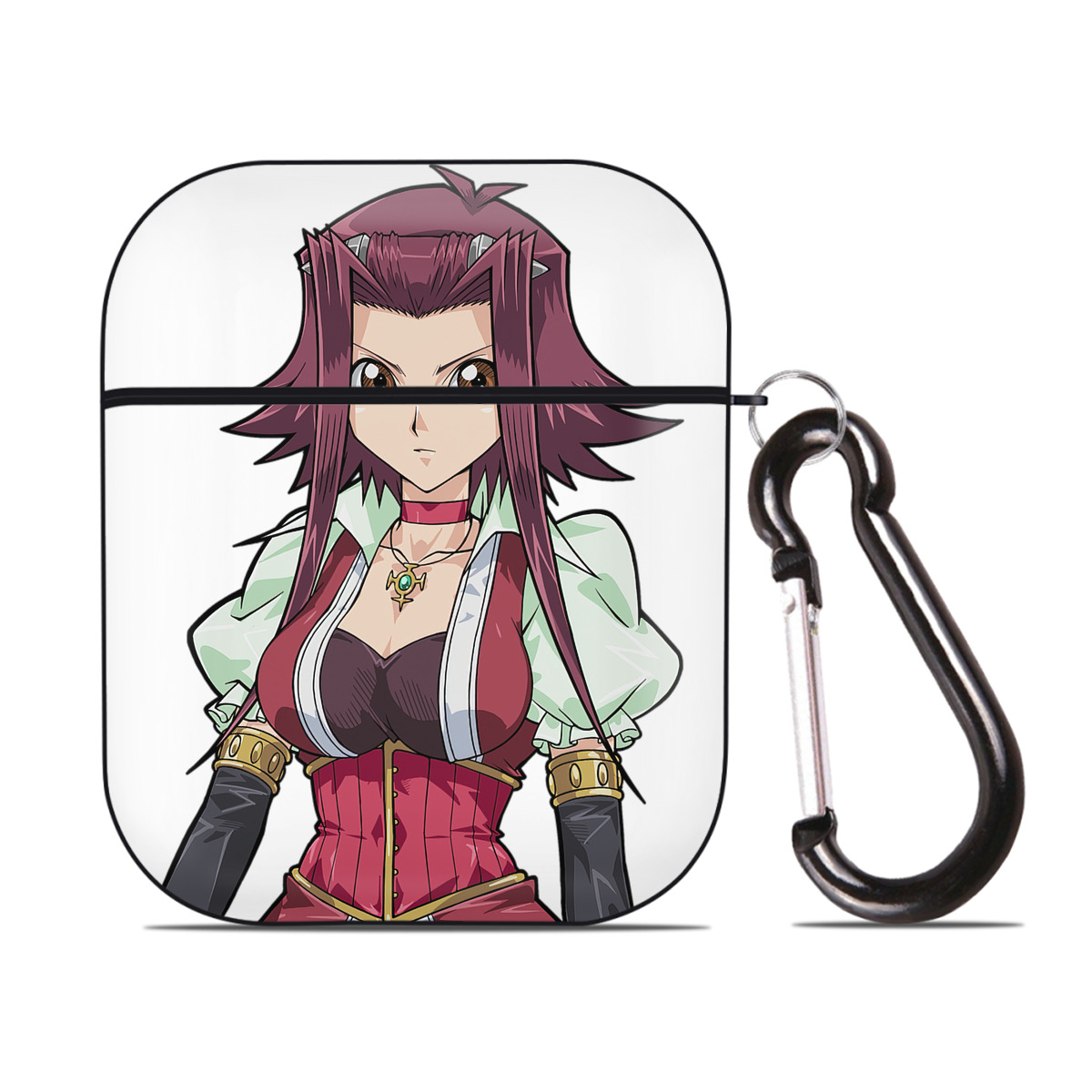 （画像用） 遊☆戯☆王 Yu-Gi-Oh! AirPods 第2世代保護ケース ハードシェル ブラック 耐衝撃・防指紋・カラビナ付き