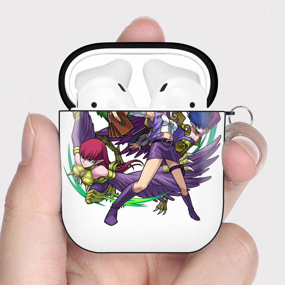 （画像用） 遊☆戯☆王 Yu-Gi-Oh! AirPods 第2世代保護ケース ハードシェル ブラック 耐衝撃・防指紋・カラビナ付き