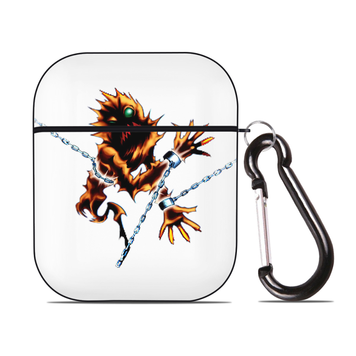 （画像用） 遊☆戯☆王 Yu-Gi-Oh! AirPods 第2世代保護ケース ハードシェル ブラック 耐衝撃・防指紋・カラビナ付き