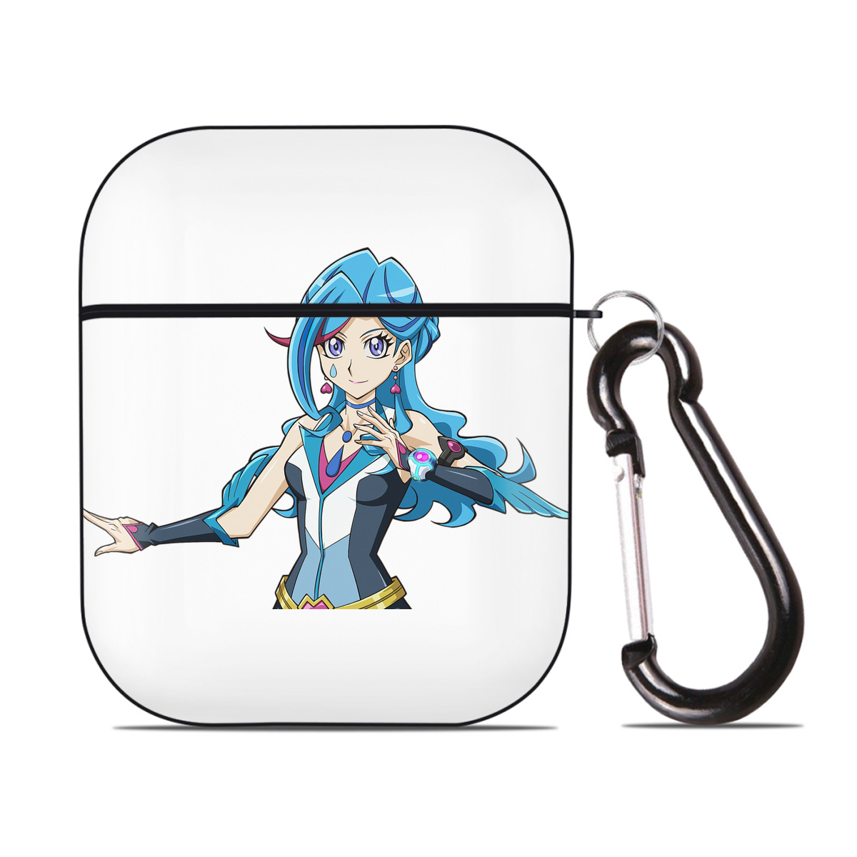 （画像用） 遊☆戯☆王 Yu-Gi-Oh! AirPods 第2世代保護ケース ハードシェル ブラック 耐衝撃・防指紋・カラビナ付き