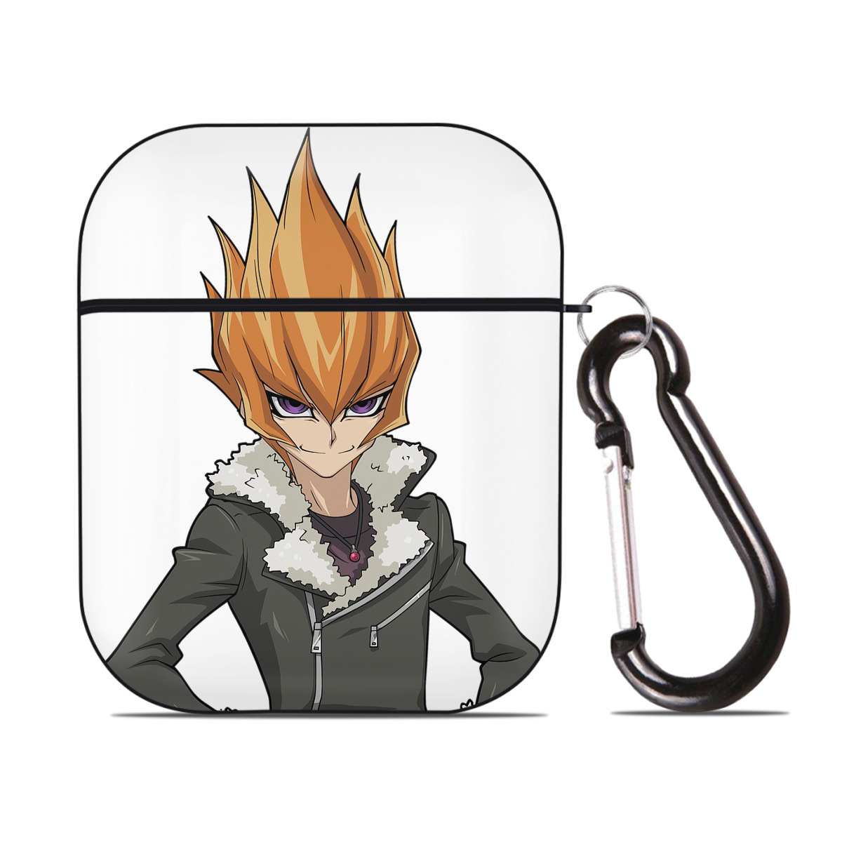 （画像用） 遊☆戯☆王 Yu-Gi-Oh! AirPods 第2世代保護ケース ハードシェル ブラック 耐衝撃・防指紋・カラビナ付き