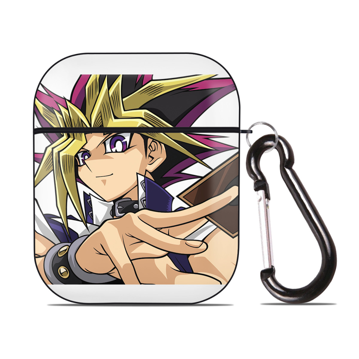 （画像用） 遊☆戯☆王 Yu-Gi-Oh! AirPods 第2世代保護ケース ハードシェル ブラック 耐衝撃・防指紋・カラビナ付き