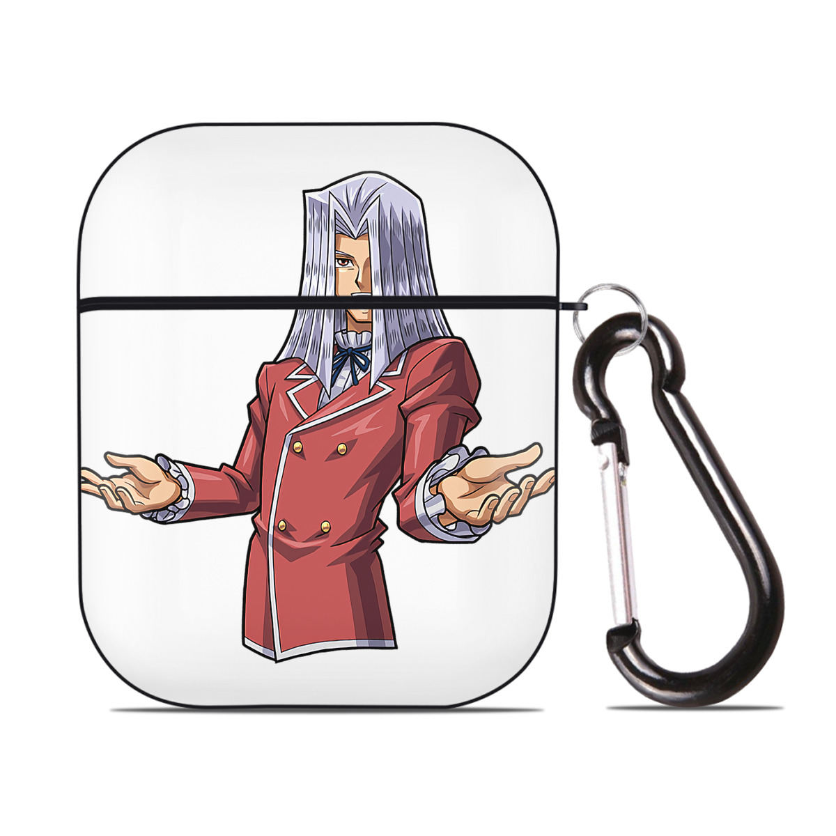 （画像用） 遊☆戯☆王 Yu-Gi-Oh! AirPods 第2世代保護ケース ハードシェル ブラック 耐衝撃・防指紋・カラビナ付き