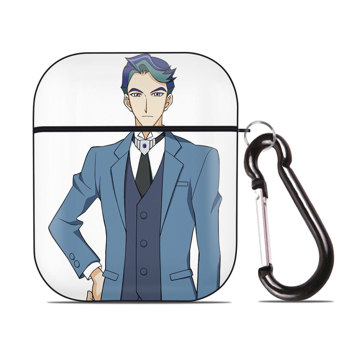 （画像用） 遊☆戯☆王 Yu-Gi-Oh! AirPods 第2世代保護ケース ハードシェル ブラック 耐衝撃・防指紋・カラビナ付き
