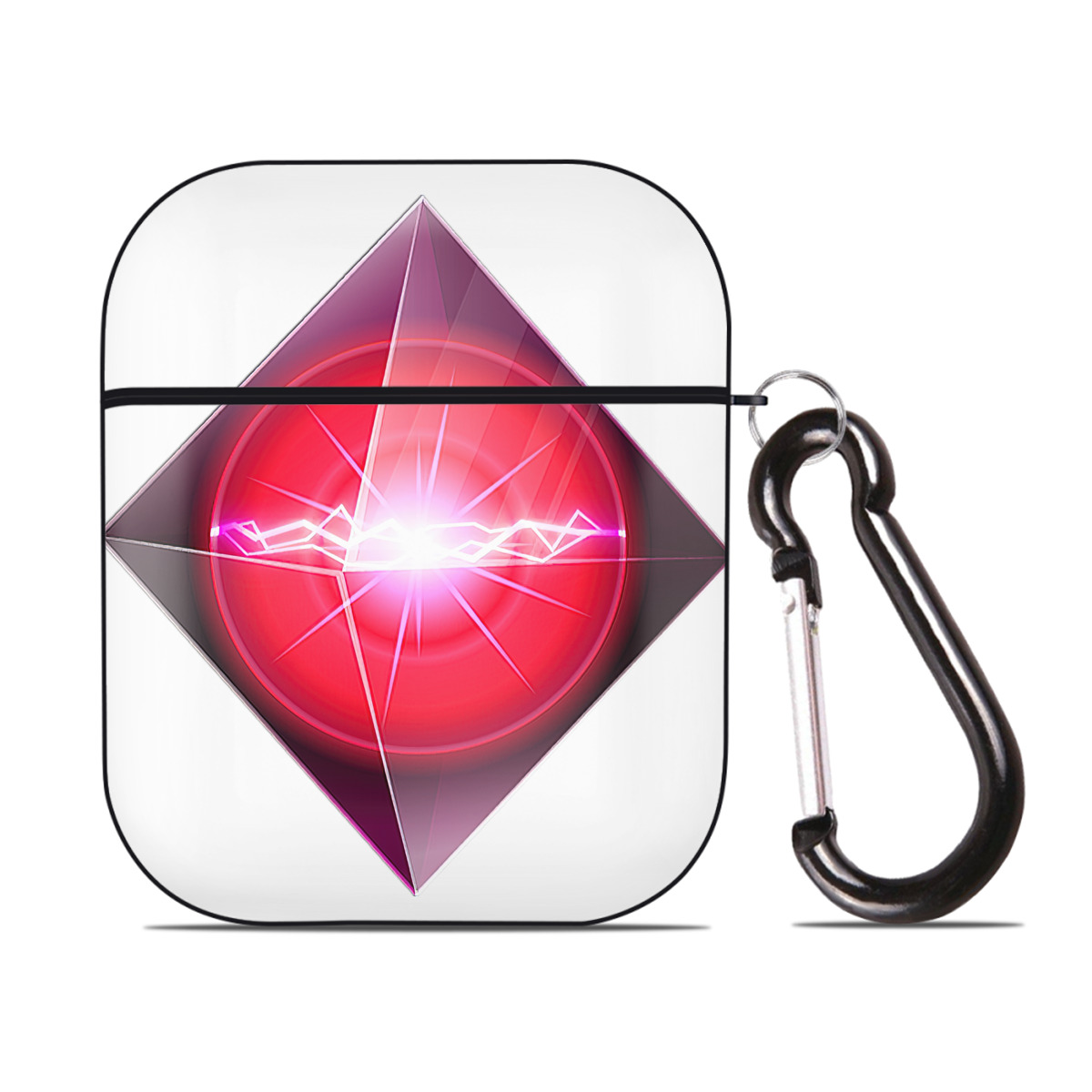 （画像用） 遊☆戯☆王 Yu-Gi-Oh! AirPods 第2世代保護ケース ハードシェル ブラック 耐衝撃・防指紋・カラビナ付き