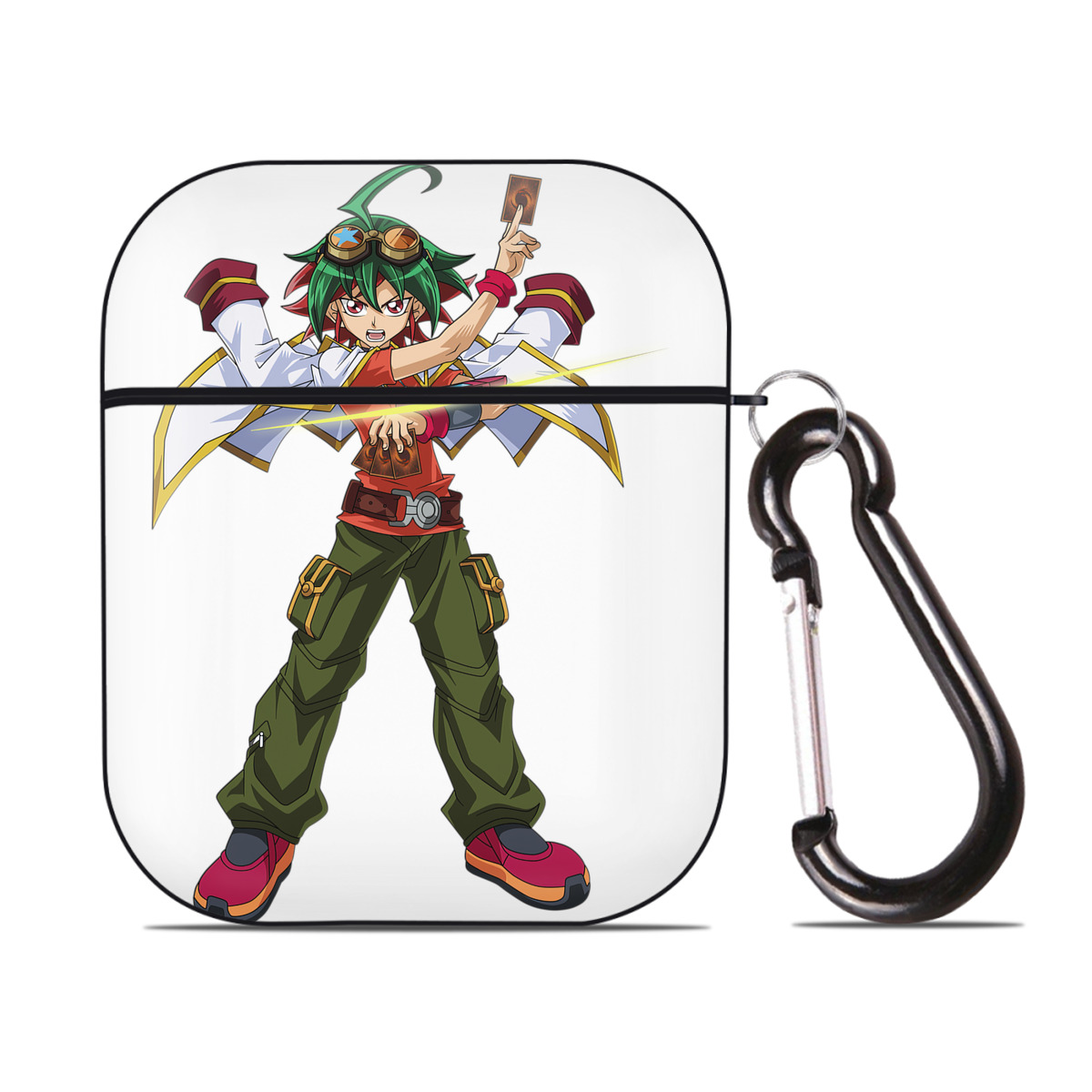 （画像用） 遊☆戯☆王 Yu-Gi-Oh! AirPods 第2世代保護ケース ハードシェル ブラック 耐衝撃・防指紋・カラビナ付き