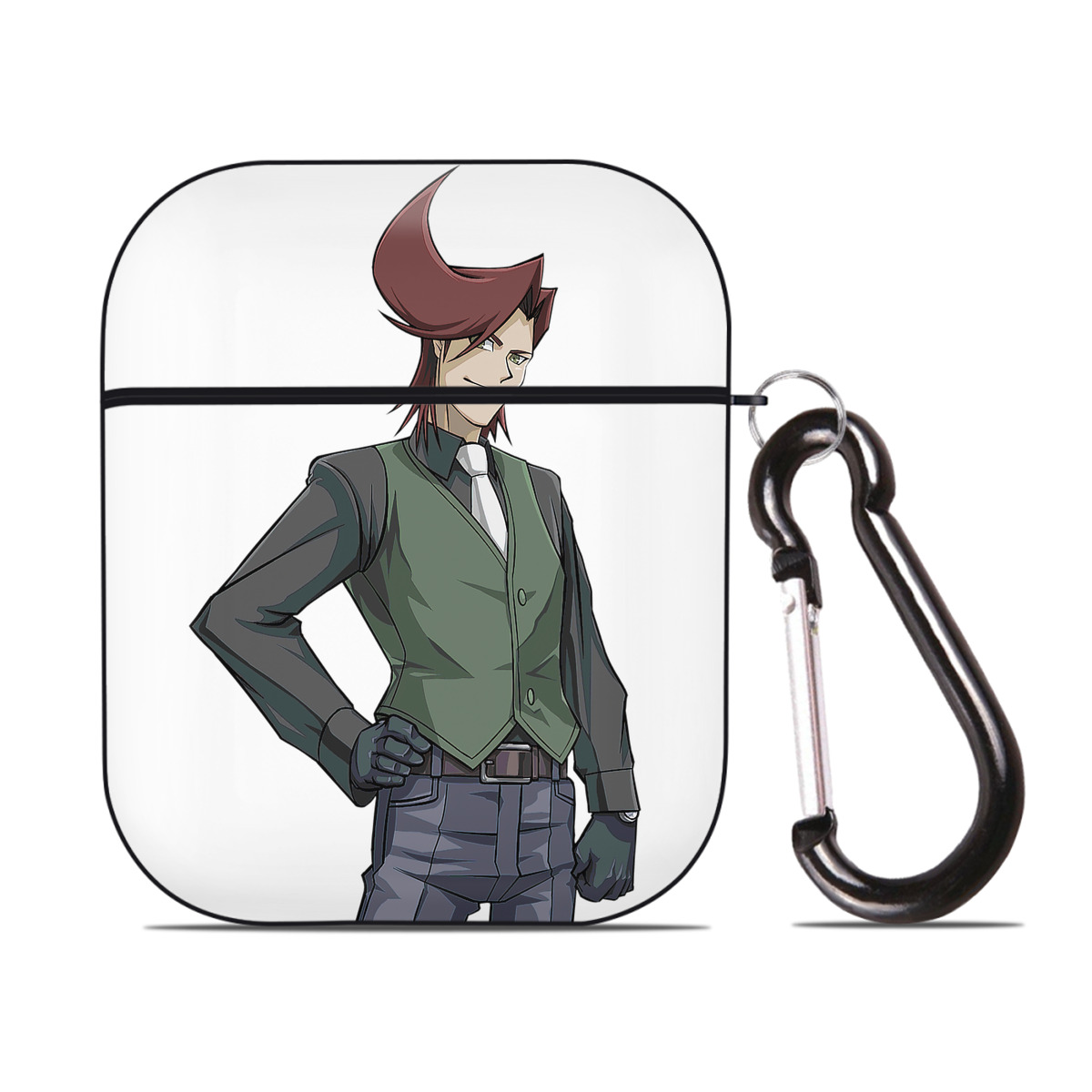 （画像用） 遊☆戯☆王 Yu-Gi-Oh! AirPods 第2世代保護ケース ハードシェル ブラック 耐衝撃・防指紋・カラビナ付き