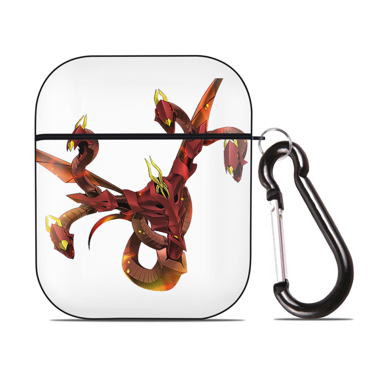 （画像用） 遊☆戯☆王 Yu-Gi-Oh! AirPods 第2世代保護ケース ハードシェル ブラック 耐衝撃・防指紋・カラビナ付き